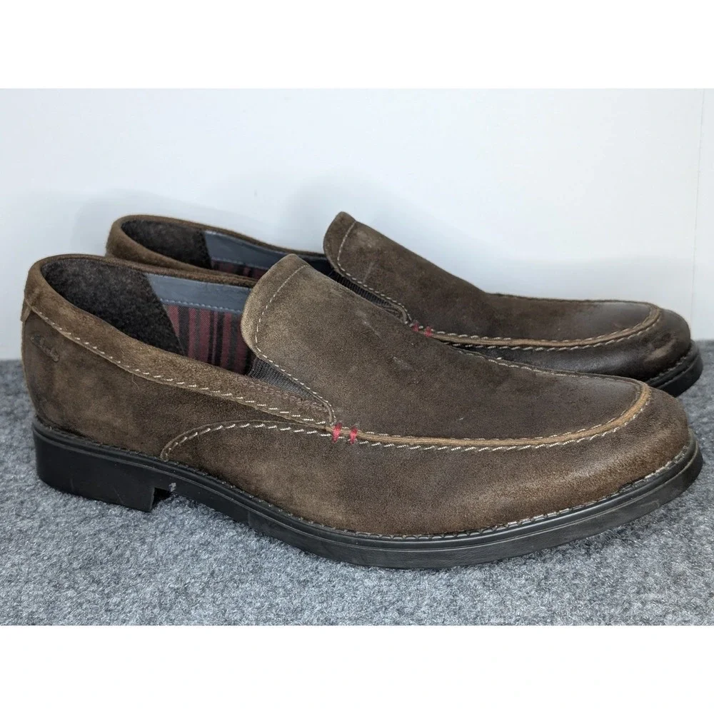 Clarks Collection Men's Size‎ 10.5 Soft Cushion W/ Ortholite Loafers Brown Suede